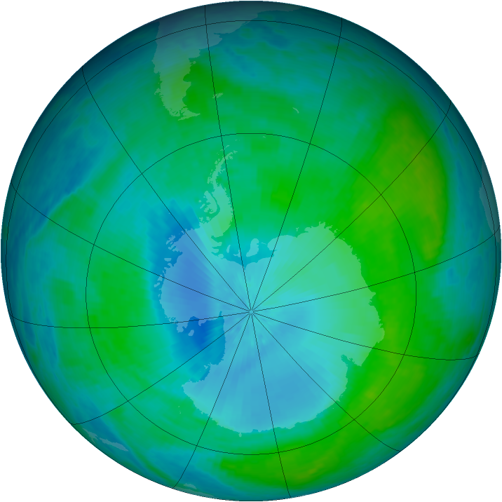 Antarctic ozone map for 06 February 2003